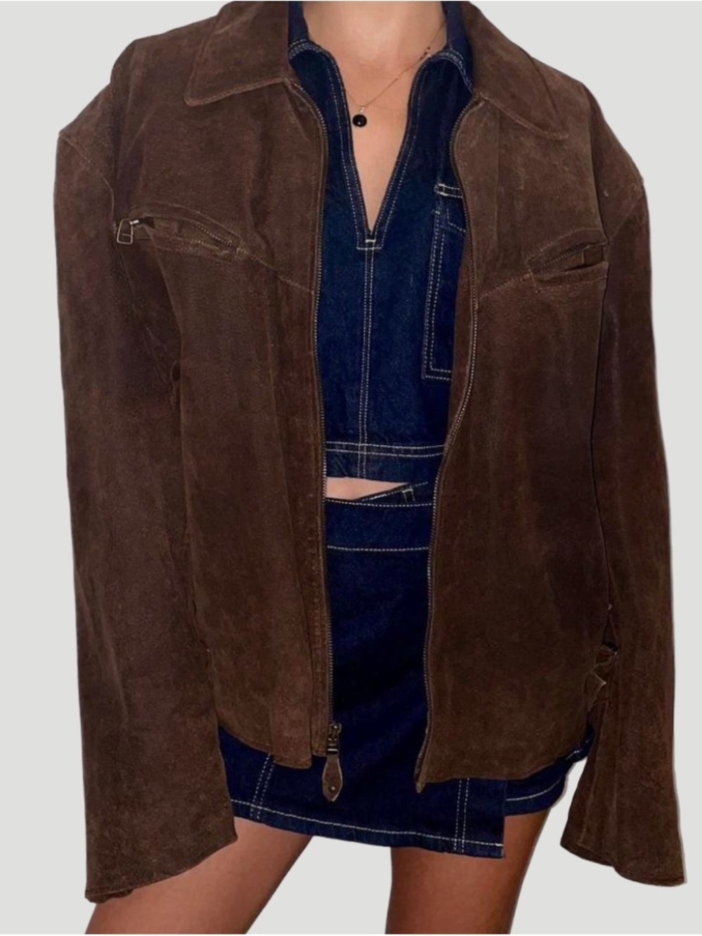 Women's Brown Suede Bomber Jacket